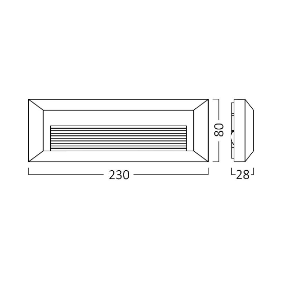 Imagine CORP LED PT, 3W 180lm 3000K VEKTA-B, DREPTUNGHI NEGRU IP65