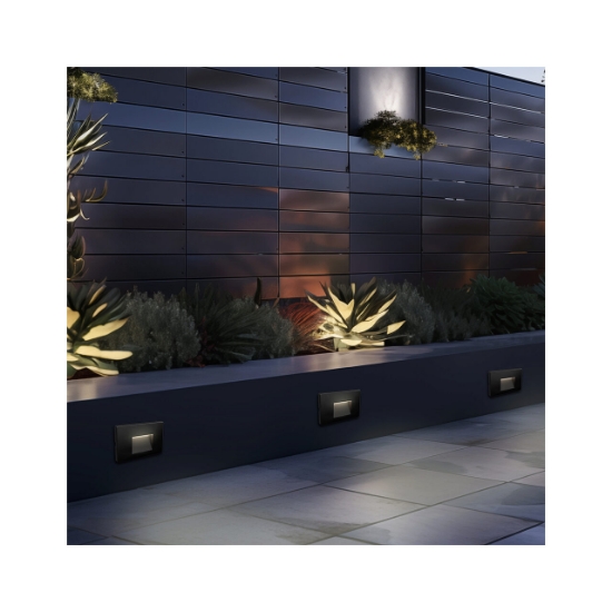 Imagine CORP LED PT, 3W 160lm, 3000K VEKTA-B PATRAT NEGRU IP65