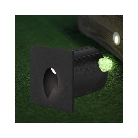 Imagine CORP LED ST, 2W 130lm 3000K VECTOR-A PATRAT NEGRU IP65