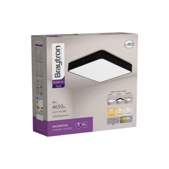 Imagine PLAFONIERA LED 45W TELECOMANDA NEGRU BLADE SQR