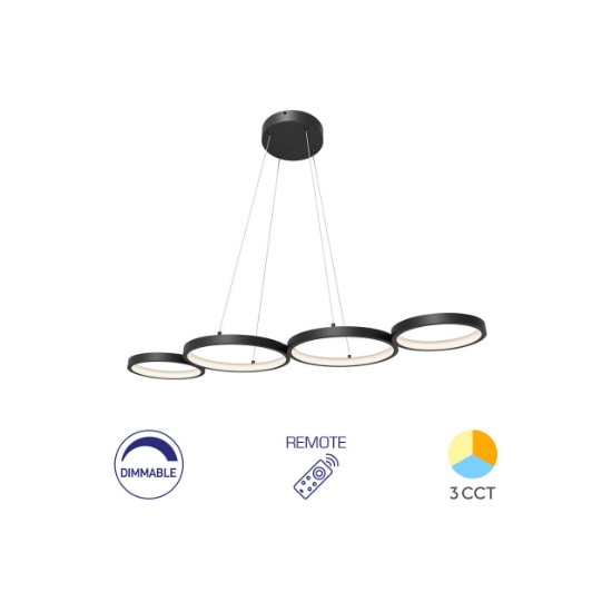 Imagine CORP DECORATIV LED 60W 3in1-Telecomanda-DIM PD1-RND NELA NEGRU
