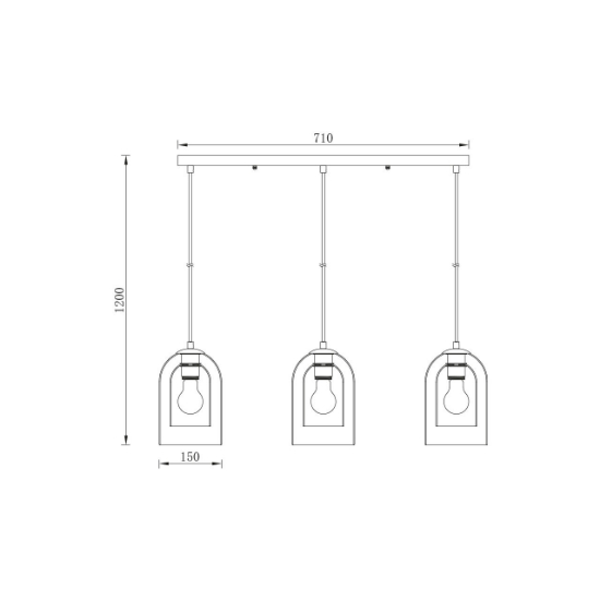 Imagine PENDUL LINIAR S004S-3H-3xE27-SMK STICLA