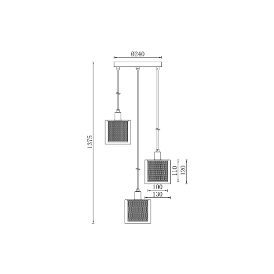 Imagine PENDUL TRIUNGHI S008R-3H-3xE14-SLV STICLA