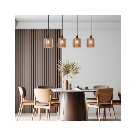 Imagine PENDUL LINIAR S008S-4H-4xE14-SLV STICLA