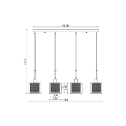 Imagine PENDUL LINIAR S008S-4H-4xE14-SLV STICLA