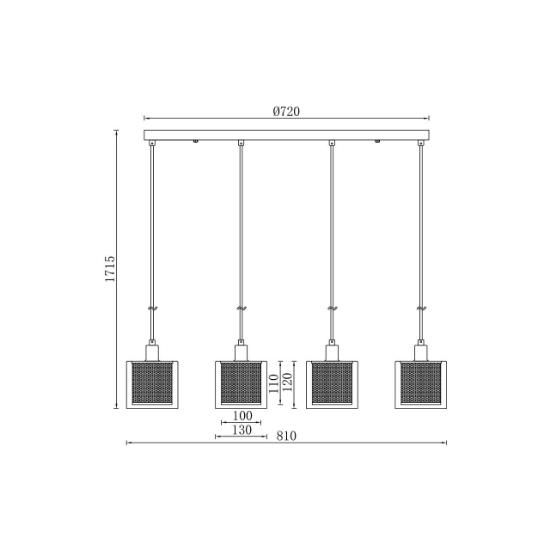 Imagine PENDUL LINIAR S008S-4H-4xE14-SLV STICLA