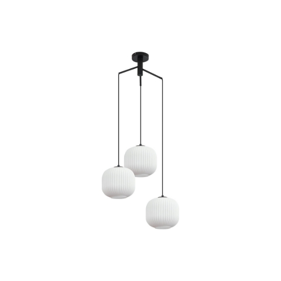 Imagine PENDUL TRIUNGHI S009R-3H-1xE27-OPAL-NEGRU