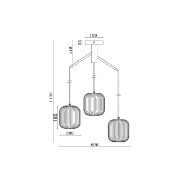 Imagine PENDUL TRIUNGHI S009R-3H-1xE27-OPAL-NEGRU