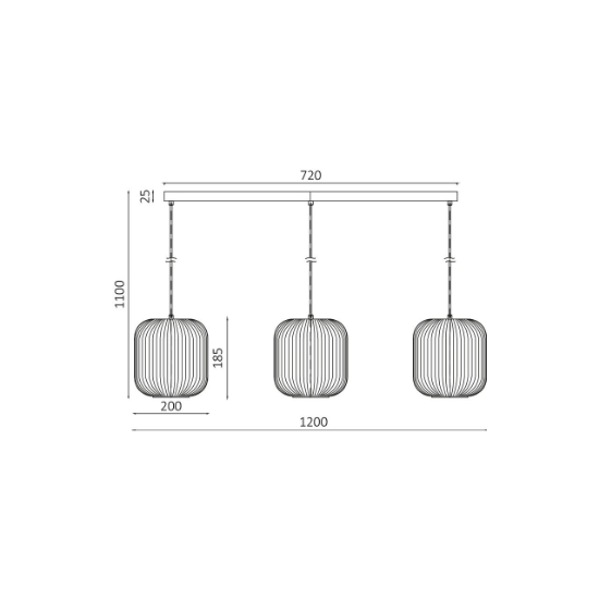 Imagine PENDUL LINIAR S009S-3H-1xE27-OPAL-NEGRU