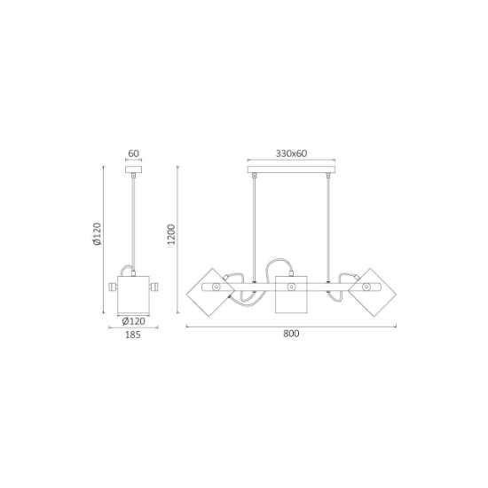 Imagine PENDUL LINIAR D001S-3H-3xE27-WDN