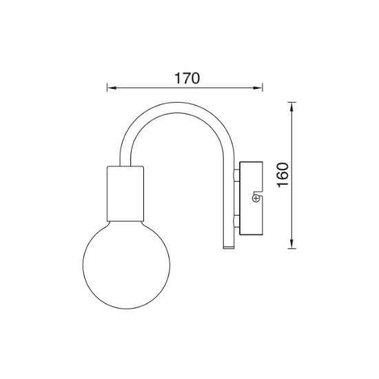 Imagine LAMPA DE PERETE G003W-1H-1xE27-NEGRU