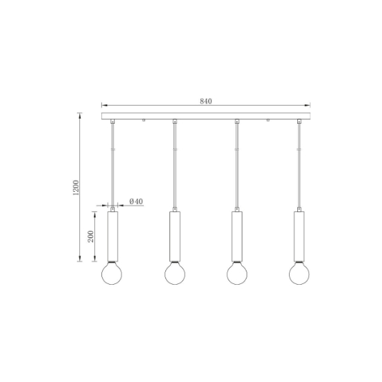 Imagine PENDUL G005S-4H-1xE27 NEGRU