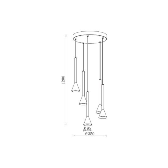 Imagine PENDUL P011R-5H-5xGU10-NEGRU