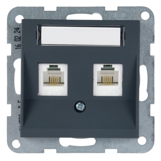 Imagine PRIZA TELEFON 2xCAT3 cu ETICHETA MEC. KARRE PLUS 55 SOFT TOUCH NIGHT
