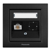 Imagine MECANISM PRIZA CAT5e cu ETICHETA KARRE PLUS 55 NEGRU