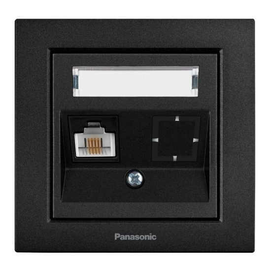 Imagine MECANISM PRIZA CAT5e cu ETICHETA KARRE PLUS 55 NEGRU