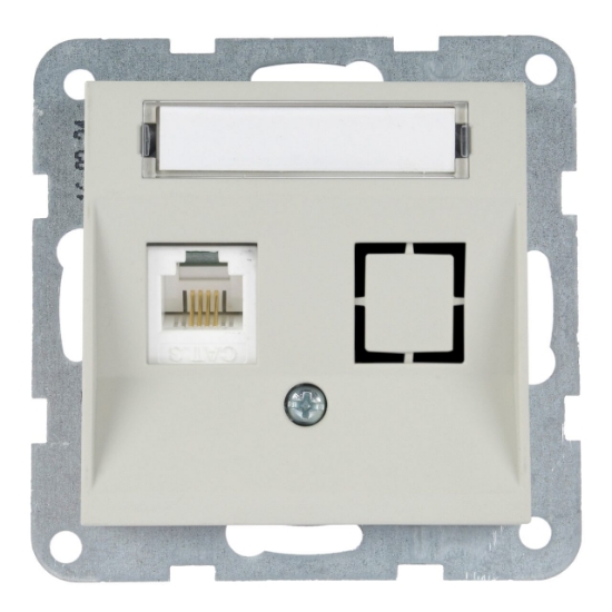 Imagine MECANISM PRIZA CAT6 cu ETICHETA KARRE PLUS 55 SOFT TOUCH SANDSTONE