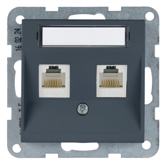 Imagine MECANISM PRIZA 2xCAT5e cu ETICHETA KARRE PLUS 55 SOFT TOUCH NIGHT