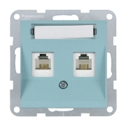 Imagine MECANISM PRIZA 2xCAT5e cu ETICHETA KARRE PLUS 55 SOFT TOUCH TURCOAZ