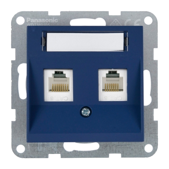 Imagine MECANISM PRIZA 2xCAT6 cu ETICHETA KARRE PLUS 55 SOFT TOUCH OCEAN