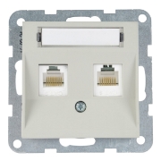 Imagine MECANISM PRIZA 2xCAT6 cu ETICHETA KARRE PLUS 55 SOFT TOUCH SANDSTONE