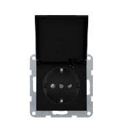 Imagine MECANISM PRIZA SCHUKO cu CAPAC PROT. COP QC KARRE PLUS 55 NEGRU