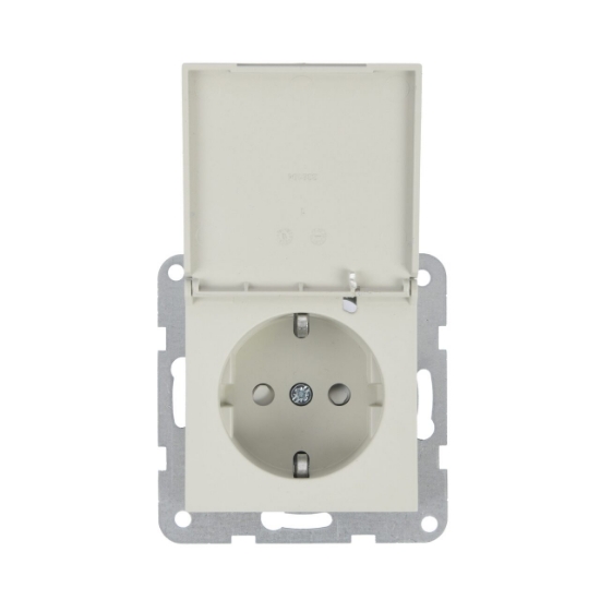 Imagine MECANISM PRIZA SCHUKO cu CAPAC PROT. COP QC KARRE PLUS 55 SOFT TOUCH SANDSTONE