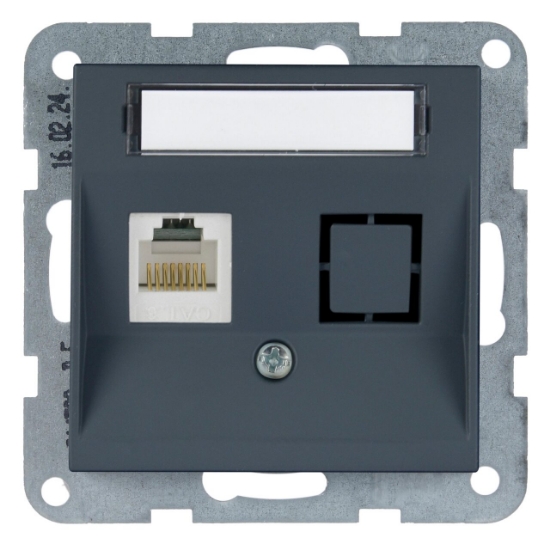 Imagine MECANISM PRIZA CAT6 TELEFON cu ETICHETA KARRE PLUS 55 SOFT TOUCH NIGHT