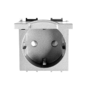 Imagine PRIZA SCHUKO CU CAPAC MODULAR ALB METALIC 2M