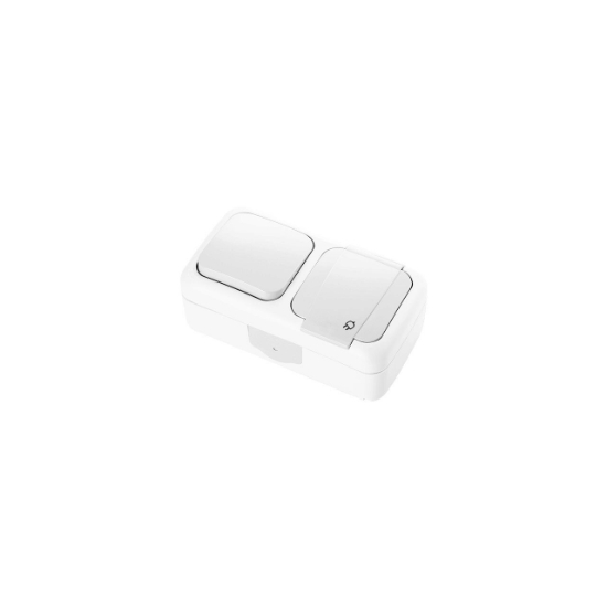 Imagine PRIZA SCHUKO+ INTRERUPATOR IP54 ALB PALMIYE VIKO