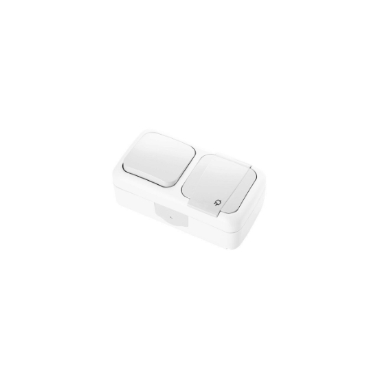 Imagine PRIZA SCHUKO+ INTRERUPATOR IP54 ALB PALMIYE VIKO