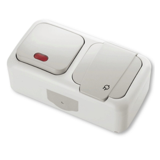 Imagine PRIZA SCHUKO+ INTRERUPATOR LED IP54 GRI PALMIYE VIKO