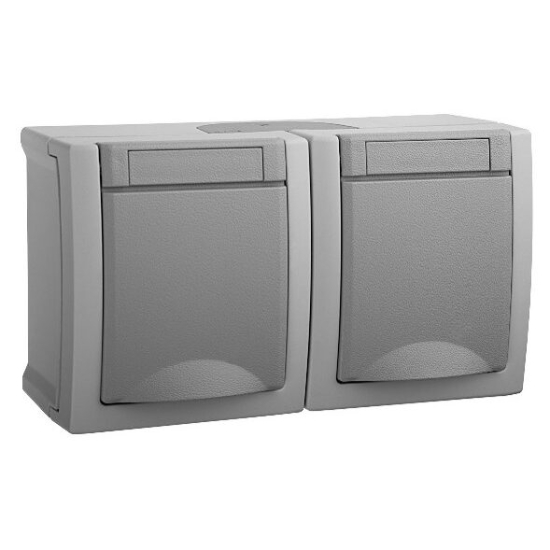 Imagine PRIZA SCHUKO DUBLA IP54 PACIFIC PANASONIC GRI QC