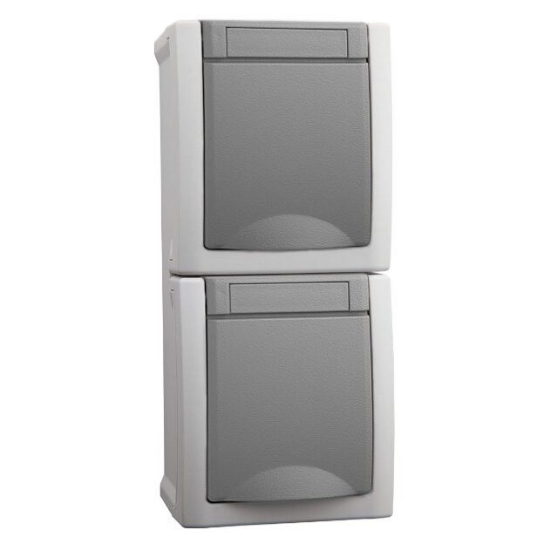 Imagine PRIZA SCHUKO DUBLA IP54 PACIFIC PANASONIC GRI QC VERTICAL
