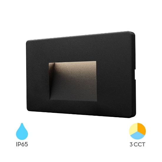 Imagine CORP LED PT, 3W 240lm, 3IN1 VEKTA-B PATRAT NEGRU IP65