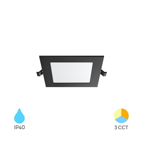 Imagine SPOT LED PATRAT ST 3W 220LM 3IN1 D:70x70MM IP40 NEGRU