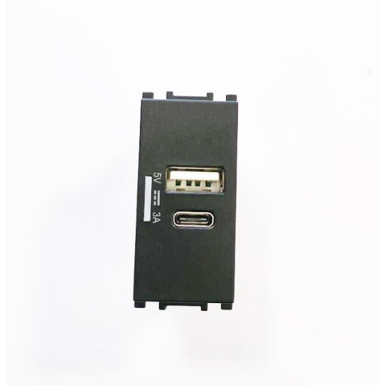 Imagine PRIZA USB TIP A+C 5V-3A MODULAR NEGRU 1M PANASONIC