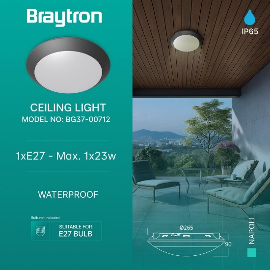 Imagine CORP pt EXTERIOR 1xE27 NAPOLI-PC D:270mm IP65 NEGRU