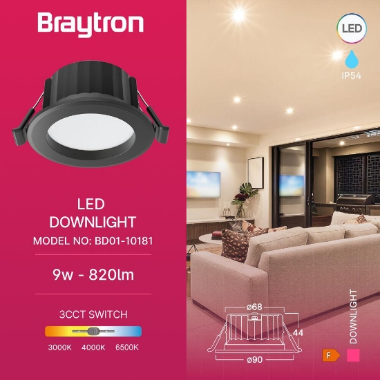 Imagine SPOT CU LED ROTUND D90 9W 3in1 IP54 NEGRU