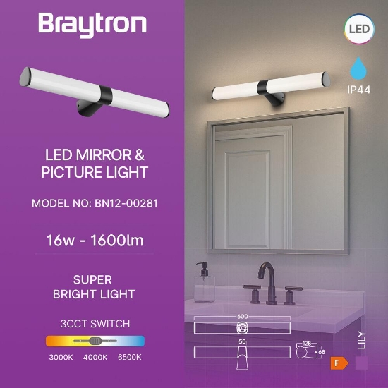 Imagine CORP LED PT BAIE 16W 3in1 600MM NEGRU IP44 LILY-B
