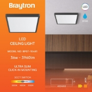 Imagine PLAFONIERA LED 36W 3in1 2600lm IP40 NEGRU JADE SQR SLR