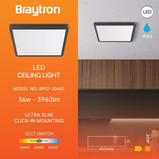 Imagine PLAFONIERA LED 36W 3in1 2600lm IP40 NEGRU JADE SQR SLR