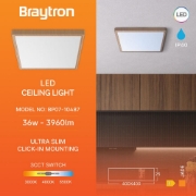 Imagine PLAFONIERA LED 36W 3in1 2600lm IP40 LEMN JADE SQR SLR