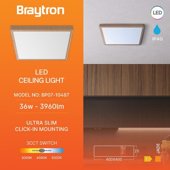 Imagine PLAFONIERA LED 36W 3in1 2600lm IP40 LEMN JADE SQR SLR