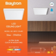 Imagine PLAFONIERA LED 36W 3in1 2600lm IP40 ALB JADE SQR SLR