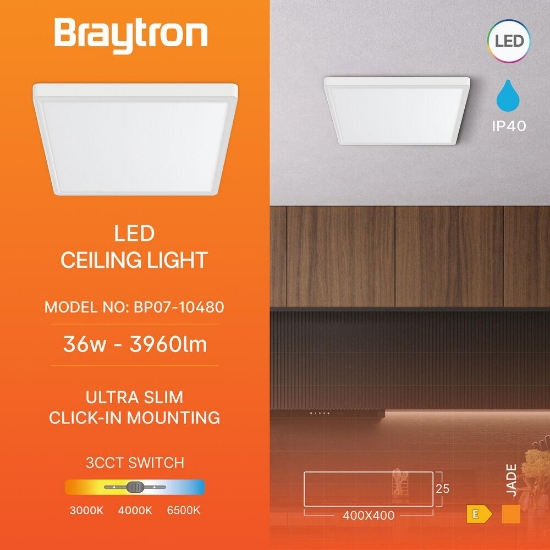 Imagine PLAFONIERA LED 36W 3in1 2600lm IP40 ALB JADE SQR SLR