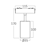 Imagine SPOT LED PE SINA MAGNET 6W 48VDC 3in1 S20B-TRC035 NEGRU