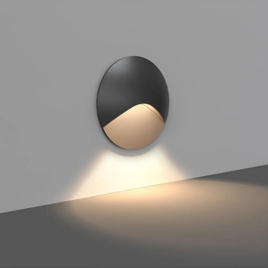 Imagine SPOT LED VEKSUS NEGRU ROTUND PENTRU TREPTE-3W-3000K IP65 STEP LIGHT