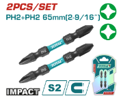 Imagine TOTAL - BITI PENTRU SURUBELNITA CU IMPACT PH2+PH2,65MM, 2 BUC/SET