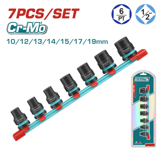Imagine TOTAL - SET 7 PIESE TUBULARE DE IMPACT ADANCI - 1/2"